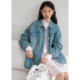 BLUEerror 复古做旧水洗纯棉蓝色牛仔外套女慵懒宽松翻领夹克早秋