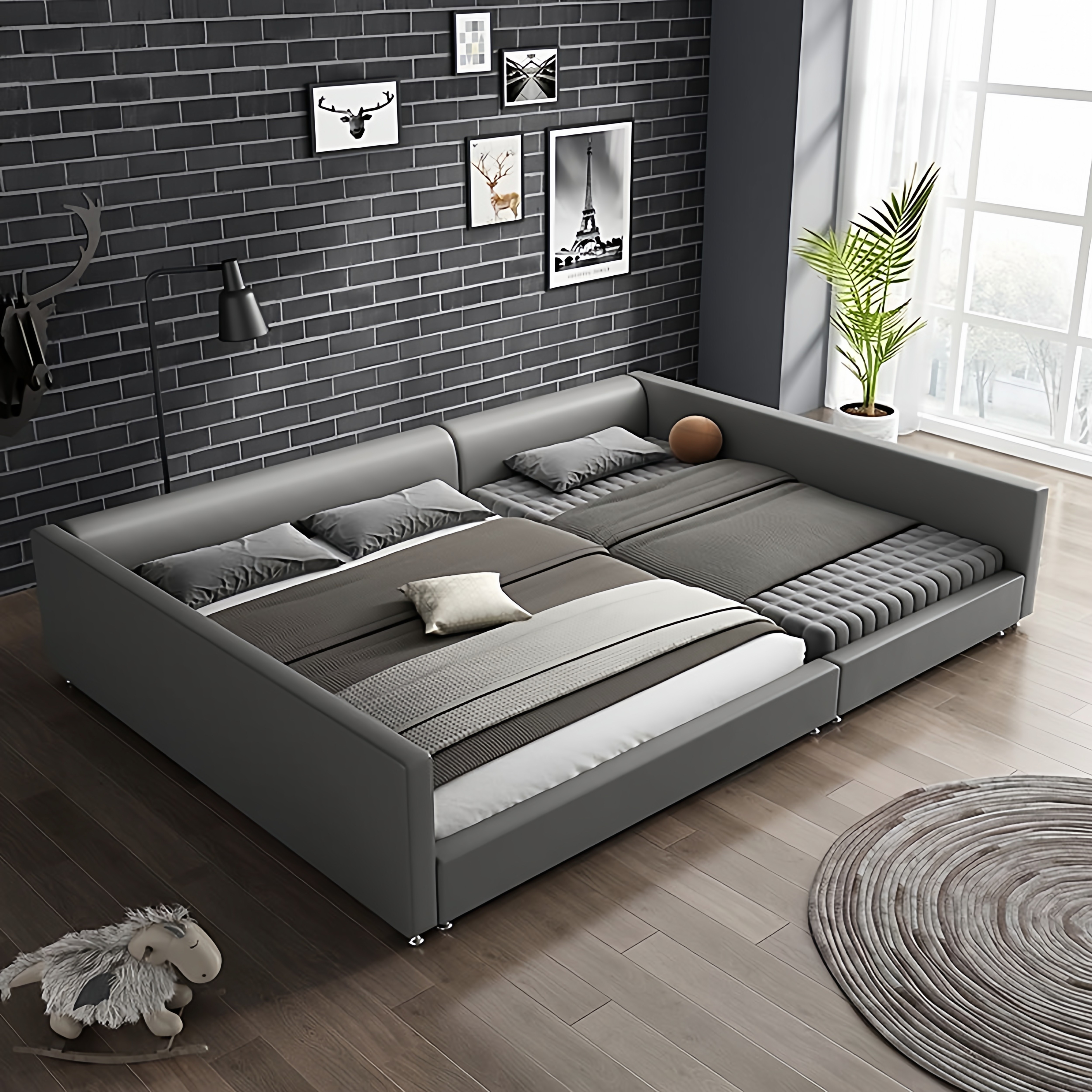 榻榻米床亲子床一家四口二胎家庭床现代简约双人床子母床主卧大床