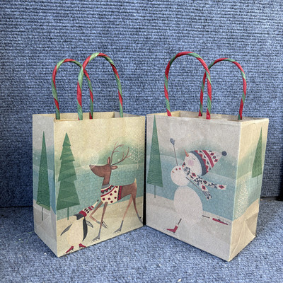 外单Gift Bag圣诞彩印牛皮纸小礼品袋手提袋礼物袋纸袋新品
