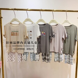 断码清仓晚安吻儿童家居服男女童短袖短裤莫代尔睡衣空调服套装夏
