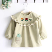 清仓特价 女童罩衣宝宝仿灯芯绒防水防脏围裙婴儿围兜儿童反穿护衣