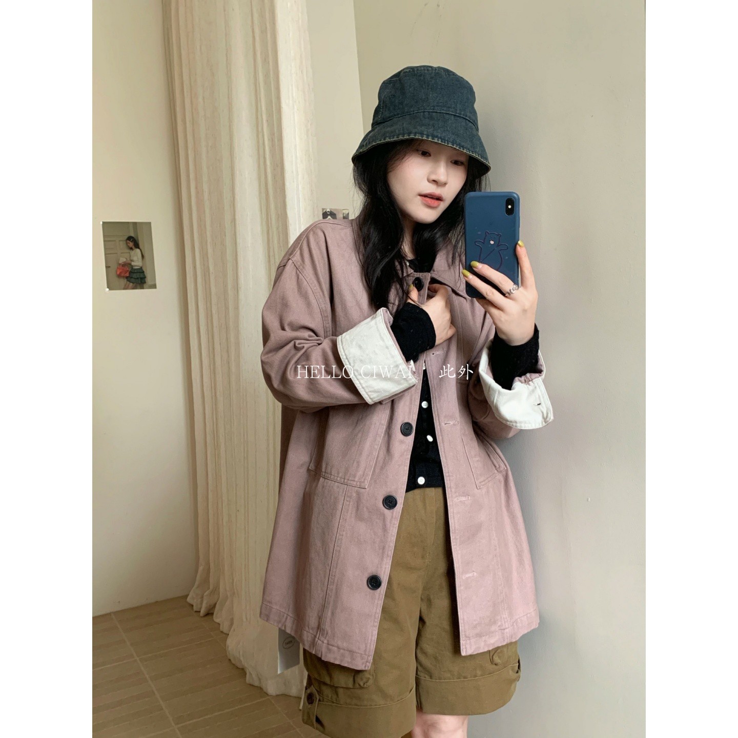 此外 韩系长袖女装风衣中长款翻领外套日常设计感女士外套百搭款图片