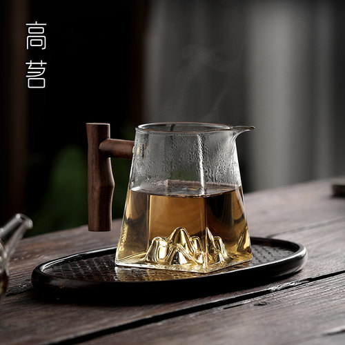 四方公道杯玻璃观山长嘴耐热