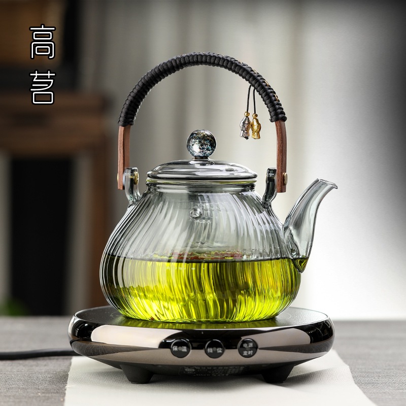 艾玛诗超薄电陶炉烧茶炉静音小型新款古法茶炉玻璃煮茶壶套装家用