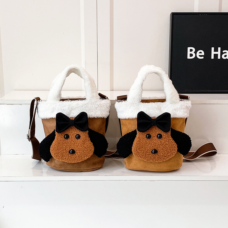 女童亲子款复古毛呢秋冬季手机包