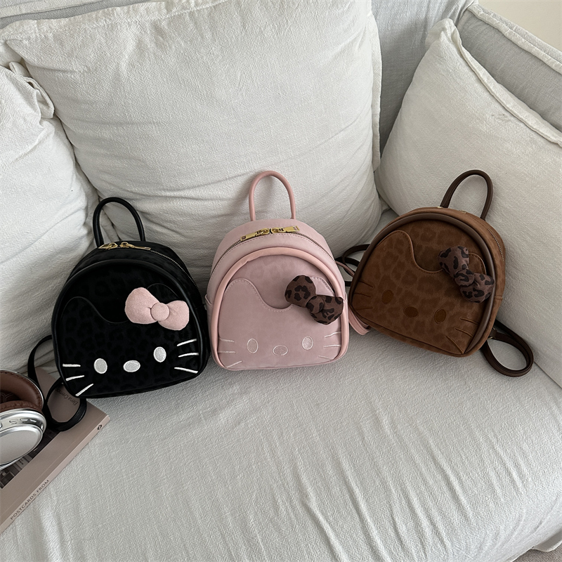 幼儿园可爱猫咪磨砂PU软萌双肩包2025韩版ins研学洋气书包潮背包
