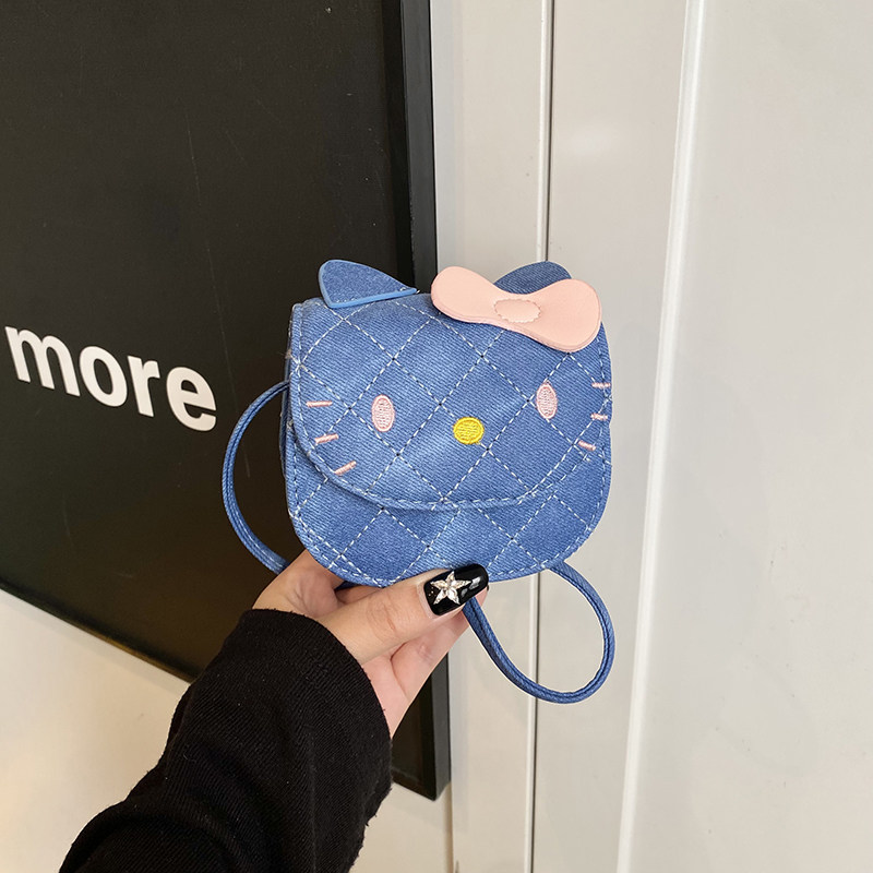可爱猫咪卡通菱格蝴蝶结零钱包女童宝宝牛仔蓝洋气百搭单肩斜跨包,玩具/童车/益智/积木/模型,斜挎包/拎包/腰包,淘宝优惠券,粉丝福利购,淘宝优惠卷