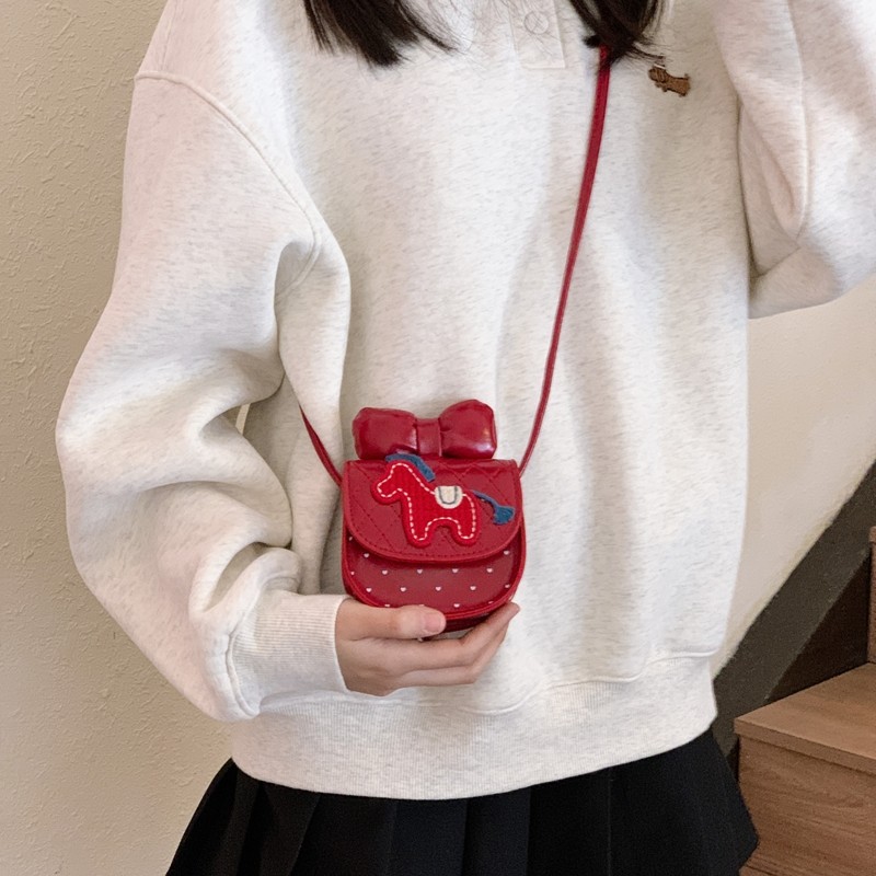 2026马年红色蝴蝶结波点斜跨零钱包女童宝宝洋气百搭拜年压岁钱包,玩具/童车/益智/积木/模型,斜挎包/拎包/腰包,淘宝优惠券,粉丝福利购,淘宝优惠卷