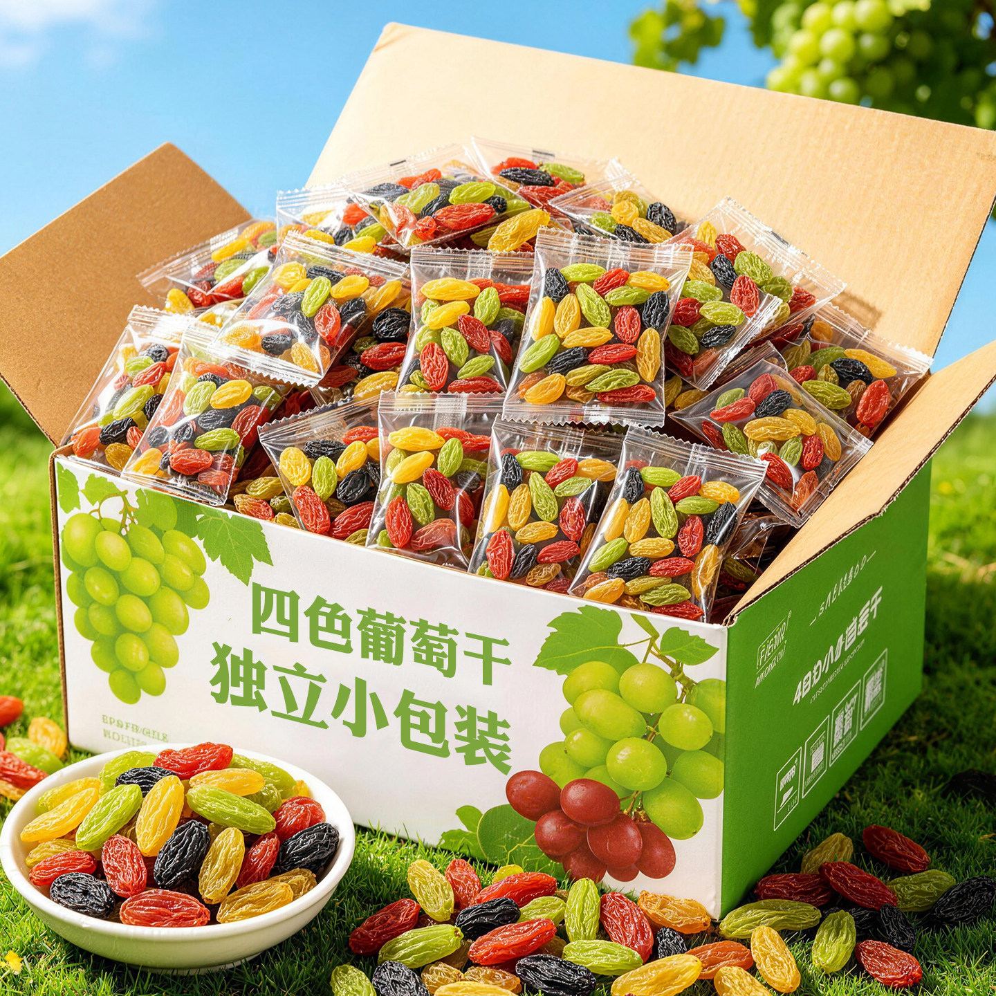新疆四色混合葡萄干独立小包装图片