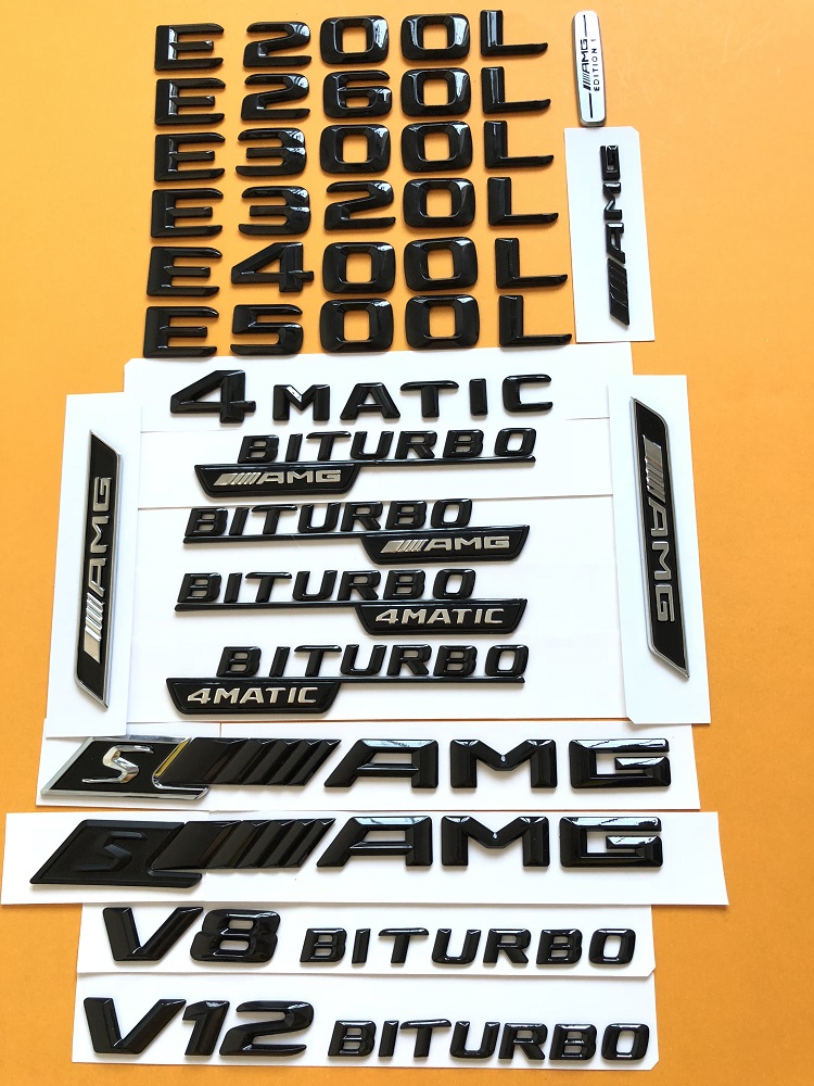 新款BENZ奔驰车标E200L E260L E300L E400L尾标志AMG 4MATIC 侧标