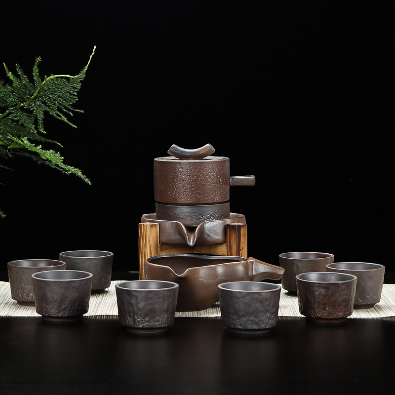 個性磨盤茶具套裝時來運轉家用整套懶人茶具簡約旋轉出水石磨現代