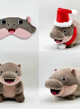 跨境新品moo deng plush弹跳猪泰国侏儒河马大嘴毛绒玩具玩偶公仔