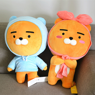 韩国毛绒玩具大狮子抱枕蓝色帽子睡衣公仔蝴蝶结圣诞年会生日礼物