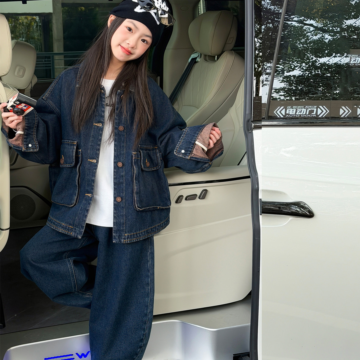 原色女童春装牛仔外套儿童高级感韩系套装2026新款秋女孩时髦衣服