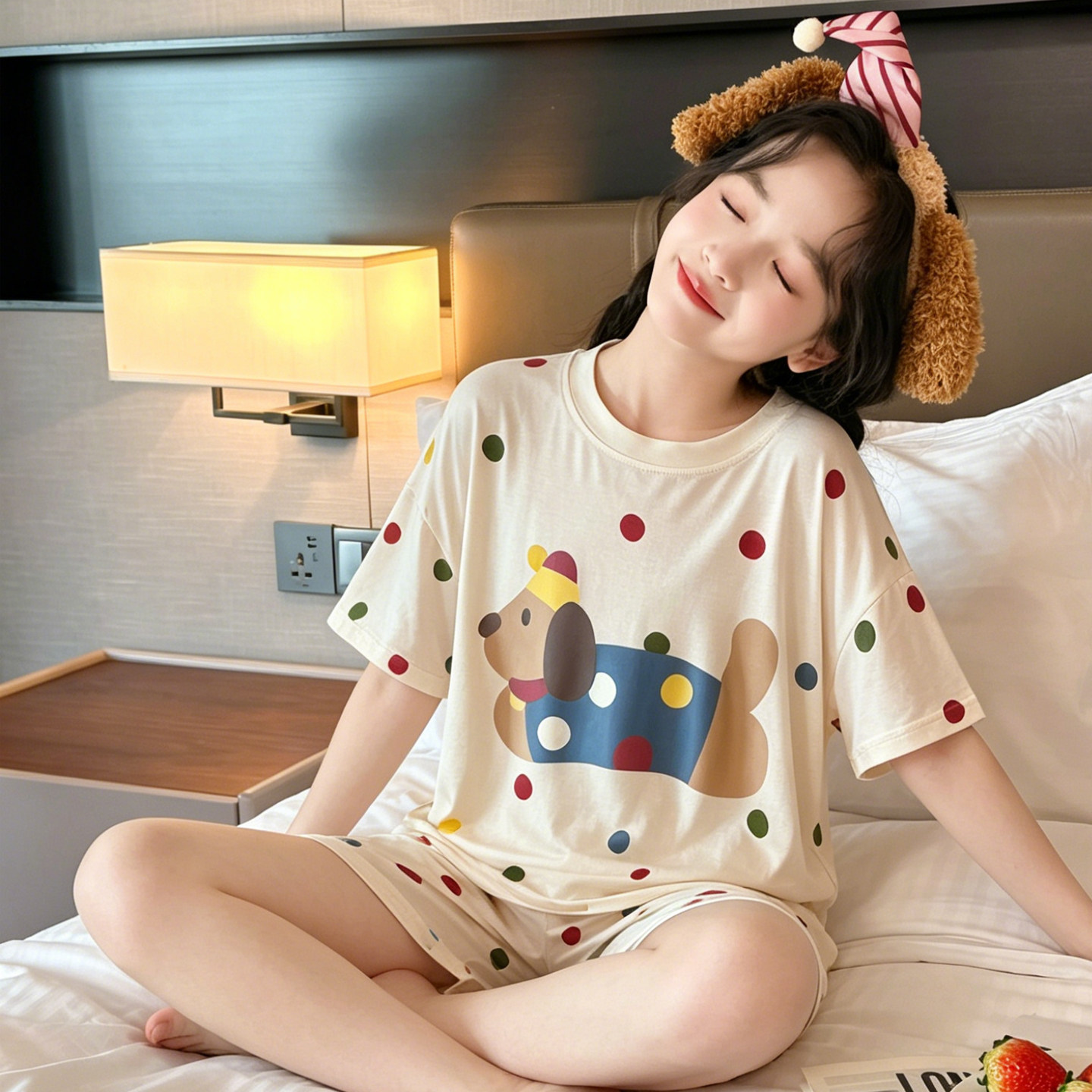 亲肤凉感女童睡衣套装儿童家居服