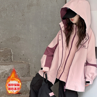 女童夹棉外套儿童冲锋衣三合一