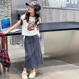 女童夏季套装2024新款韩版儿童短袖T恤夏款女孩夏天裙子洋气夏装