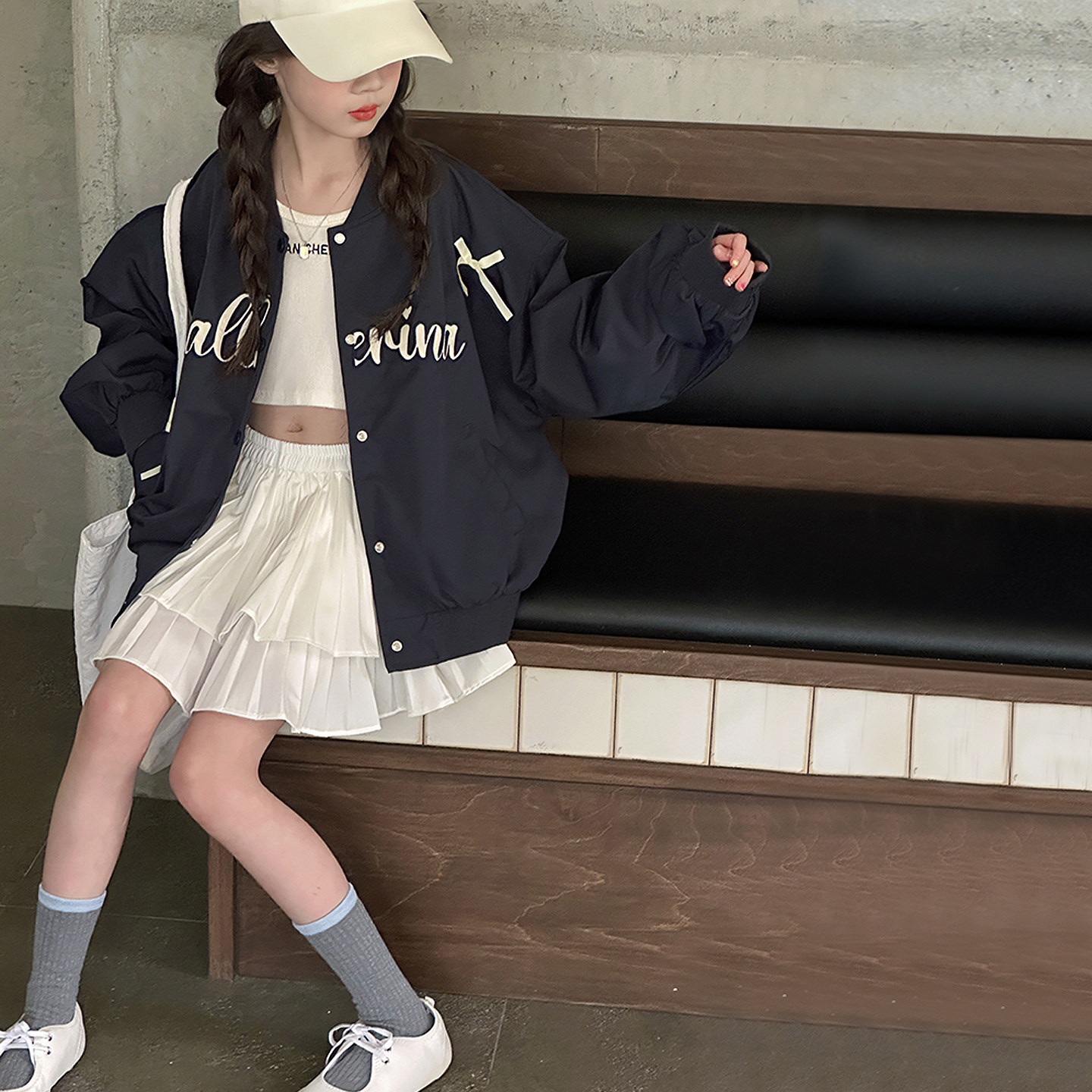 蝴蝶结女童外套儿童夹克衫韩2026春装新款春秋上衣大童女孩棒球服