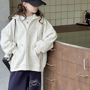 韩国童装女童春装外套2026新款儿童洋气运动连帽开衫卫衣女孩上衣