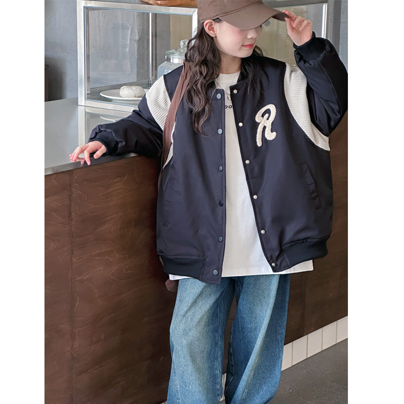 女童夹棉棒球服儿童加厚秋冬外套