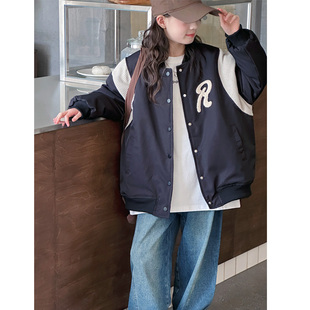韩国女童夹棉棒球服儿童洋气加厚秋冬装外套2025新款大童棉服上衣