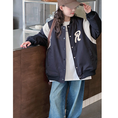 女童夹棉棒球服儿童加厚秋冬外套