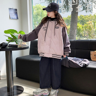 韩国女童冬装外套儿童棉服2025新款洋气女大童冬季加厚夹棉棒球服