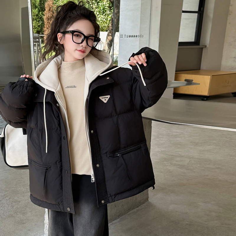 假两件女童棉服冬季加厚洋气