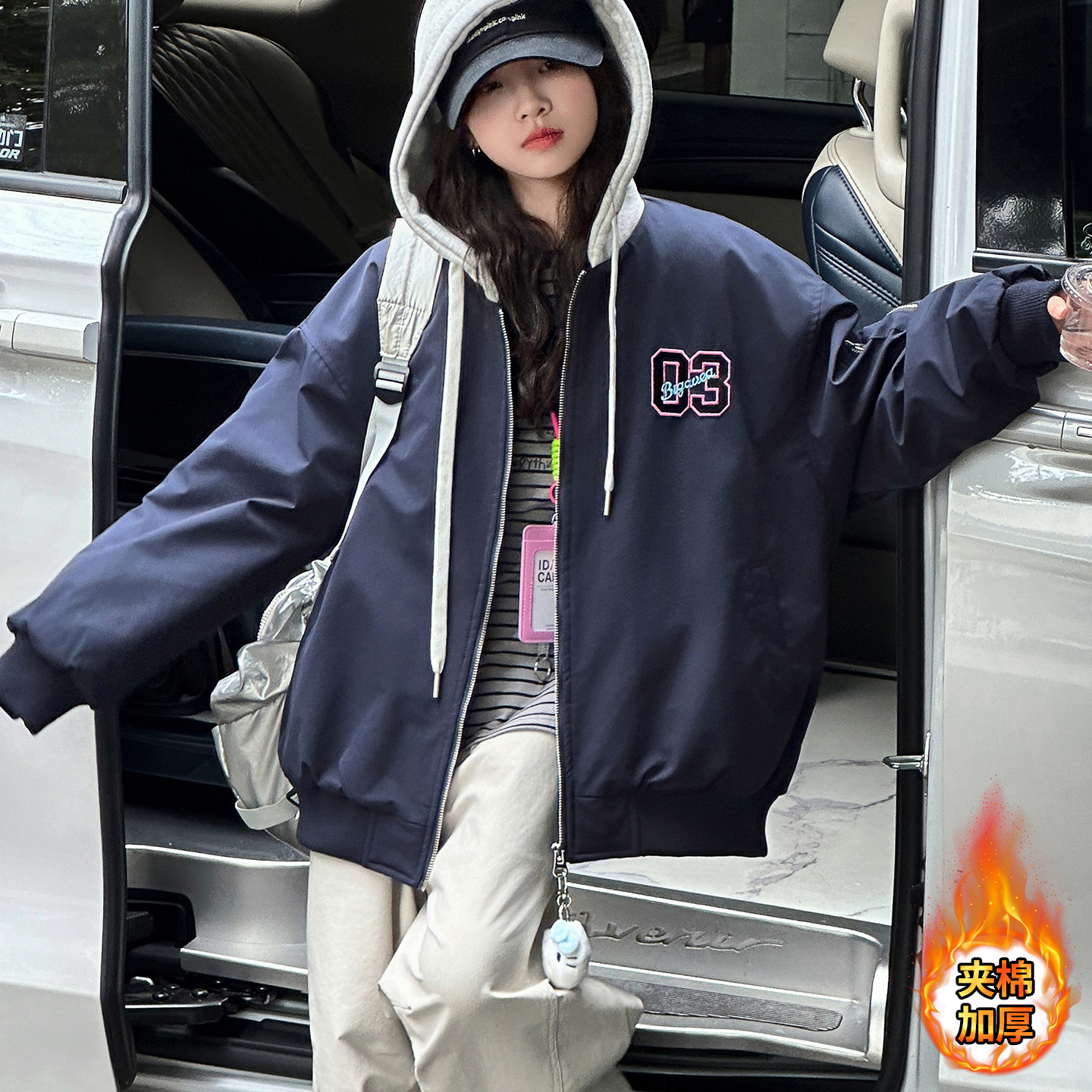 女童夹棉外套中大儿童棉服袄秋冬