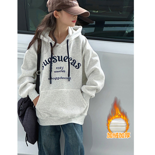 韩国童装女童加绒卫衣2025新款秋冬装中大童儿童加厚连帽上衣洋气