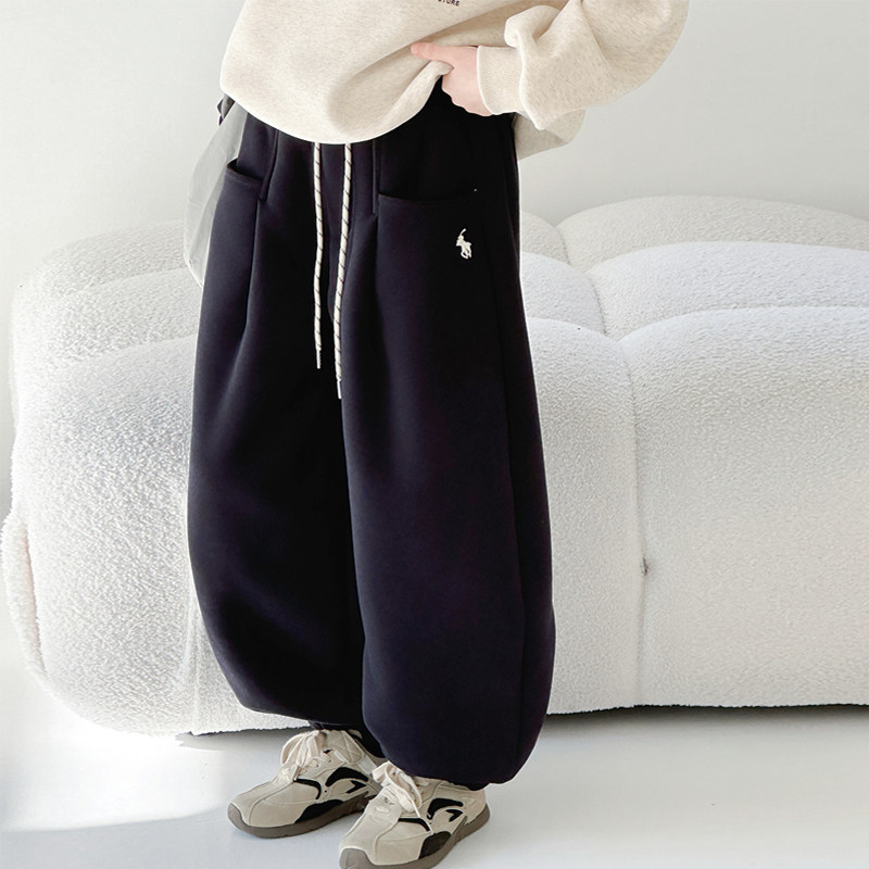 女童加绒裤子儿童加厚休闲运动裤一体绒2025新款冬季女孩束脚裤子