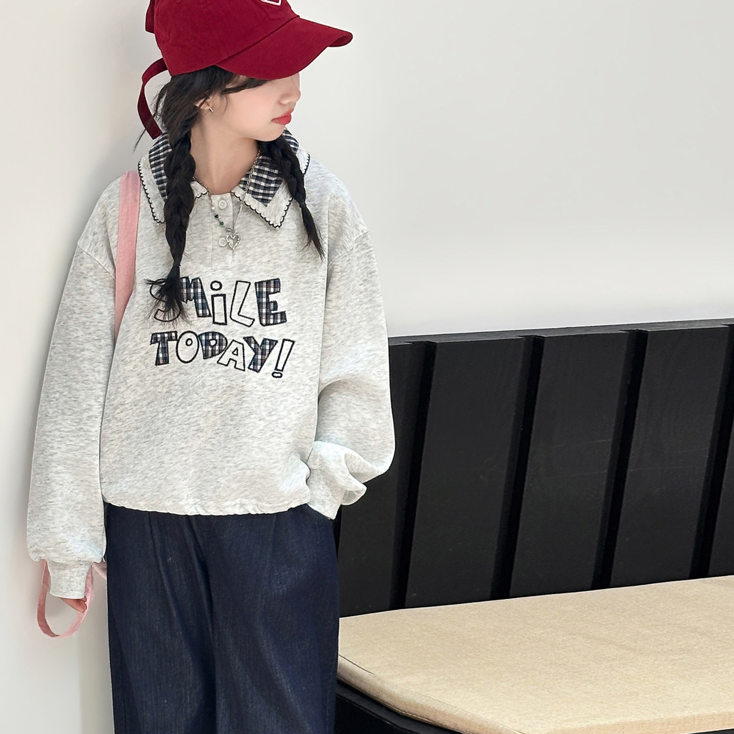 polo领女童卫衣儿童春装长袖个性打底衫2026春秋新款大童女孩上衣