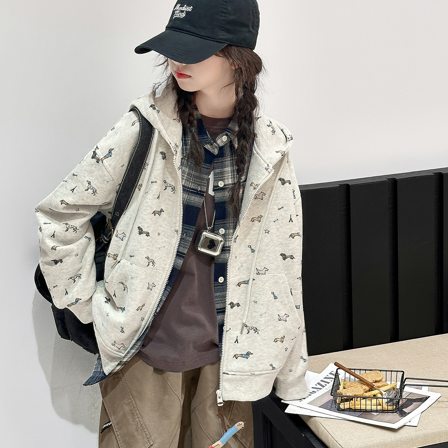 果儿kids卡通小狗女童外套儿童棒球衫2026春秋新款韩大童女孩衣服