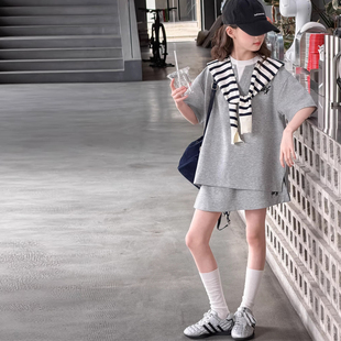 假两件女童夏装套装儿童短袖裙裤2026新款洋气夏季薄款女孩两件套