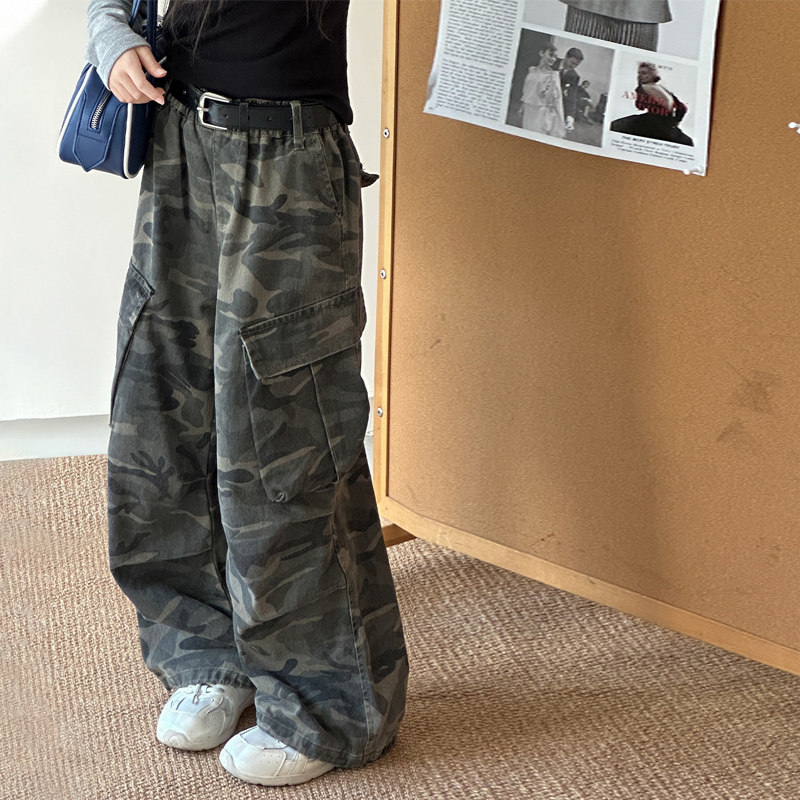 果儿KIDS韩系女童迷彩工装裤儿童休闲裤2026春秋新款大童女孩裤子