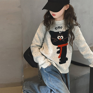 韩系女童卡通毛衣2025新款秋冬装儿童加厚毛线衣女大童打底衫洋气