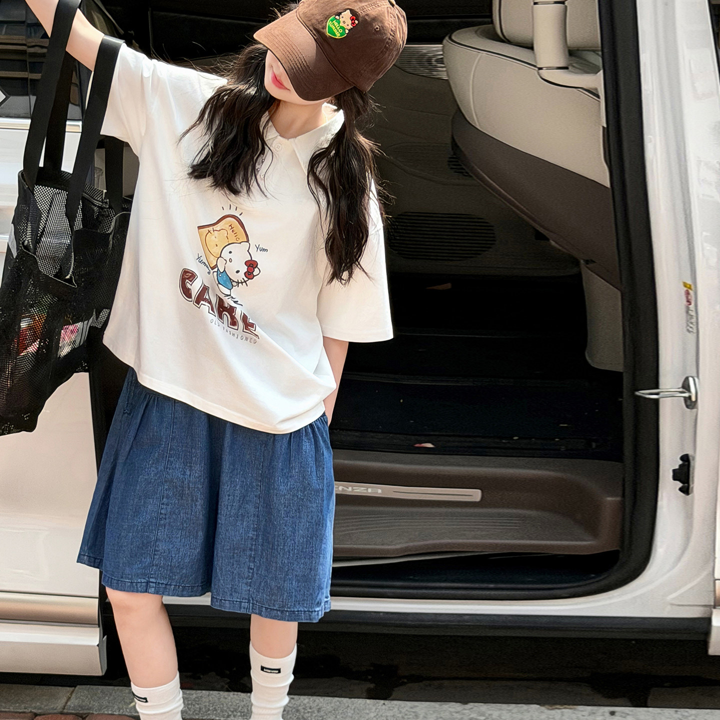 童装女童夏装polo衫套装2026新款洋气时髦儿童短裤女孩夏季两件套