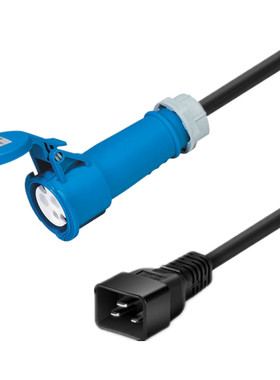 IEC309蓝色工业插头16A32A转IEC320C20UPS/PDU电源线3*2.5平方