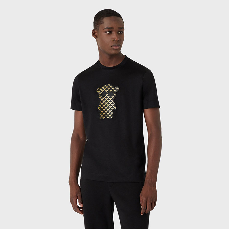 EMPORIO ARMANI/阿玛尼T恤男士夏季金色小熊圆领短袖体恤潮流男装