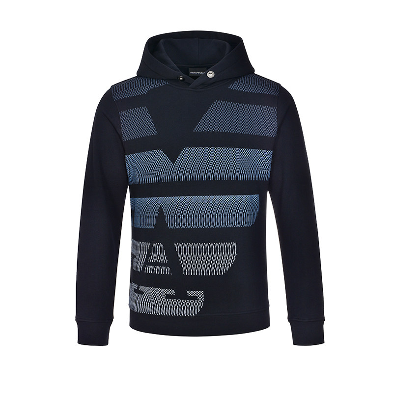 EMPORIO ARMANI/阿玛尼长袖卫衣男秋冬季大半鹰印花宽松连帽上衣