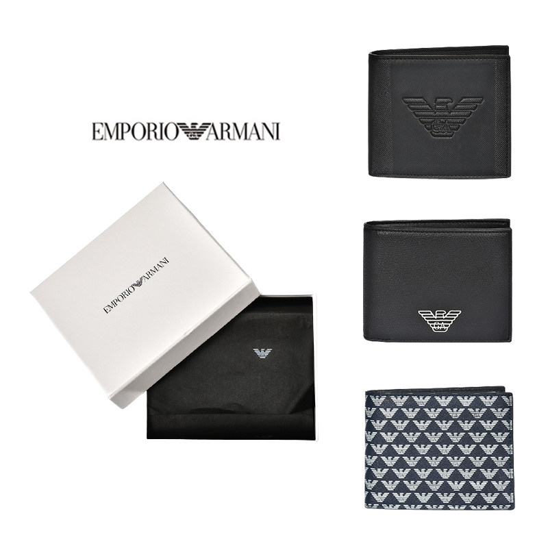 EMPORIO ARMANI 阿玛尼男士钱包满身小鹰短款对折钱夹礼盒装正品