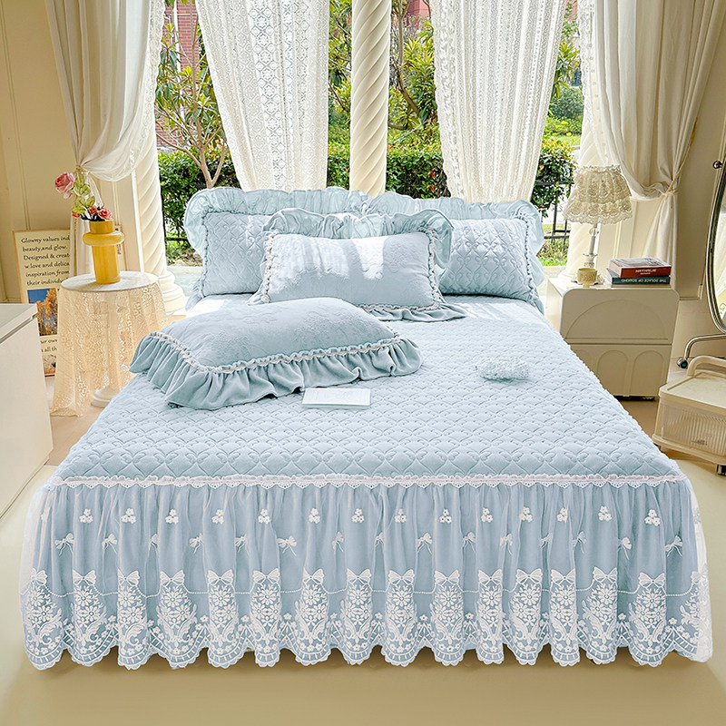 牛奶绒加厚保暖床裙款三件套秋冬夹棉防滑珊瑚绒床罩单件加绒床单,床上用品,床裙,淘宝优惠券,粉丝福利购,淘宝优惠卷