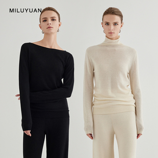 贴身舒适V领 MLY 打底衫 40羊毛 一字领高领 轻质柔软毛衣10山羊绒