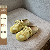 新款 女2026年春季 厚底包头半拖鞋 真皮休闲百搭增高德训鞋 TFM