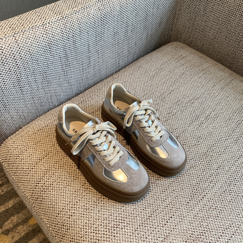 真皮系带厚底休闲德训鞋