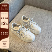TFM 板鞋 厚底小白鞋 新款 百搭系带休闲鞋 女2026春季 韩版 德训鞋