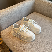 女轻便百搭系带休闲鞋 板鞋 新款 增高6CM厚底小白鞋 TFM 2026春季