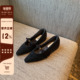 棉鞋 女冬 气质毛呢尖头玛丽珍鞋 女平底加绒单鞋 TFM 内增高3CM