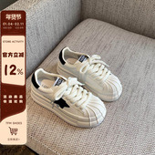 TFM 星星小白鞋 女2026春季 新款 百搭系带厚底增高休闲运动板鞋