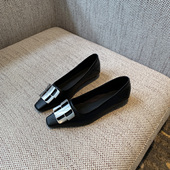 方扣浅口单鞋 女低跟通勤百搭舒适小跟鞋 新款 法式 TFM 2026春季